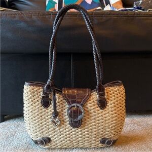 Brighton Brown and Tan Woven Tote Bag